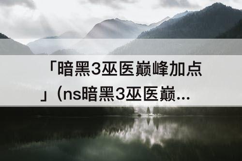 「暗黑3巫医巅峰加点」(ns暗黑3巫医巅峰加点)