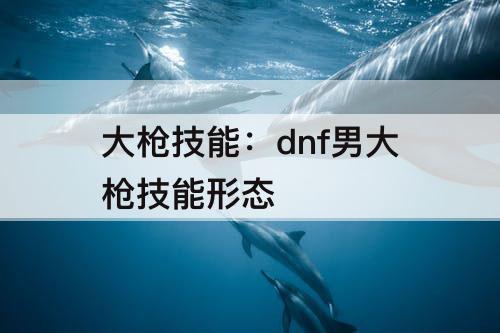 大枪技能：dnf男大枪技能形态