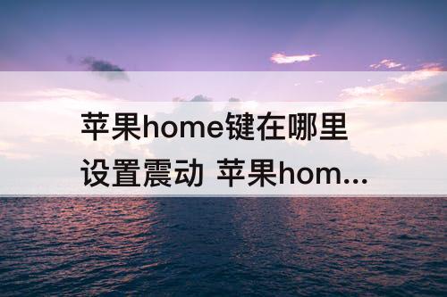 苹果home键在哪里设置震动 苹果home键在哪里设置震动怎么开启