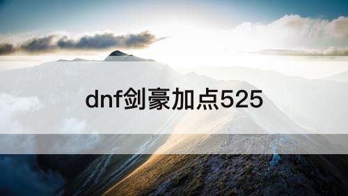 dnf剑豪加点525