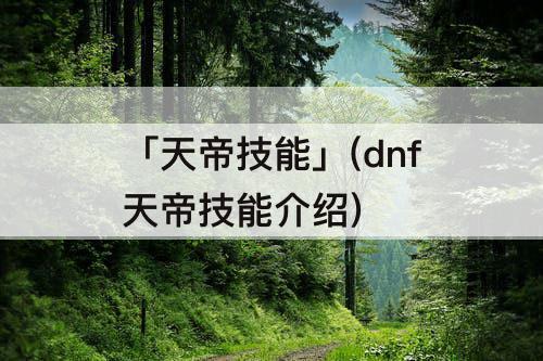 「天帝技能」(dnf天帝技能介绍)