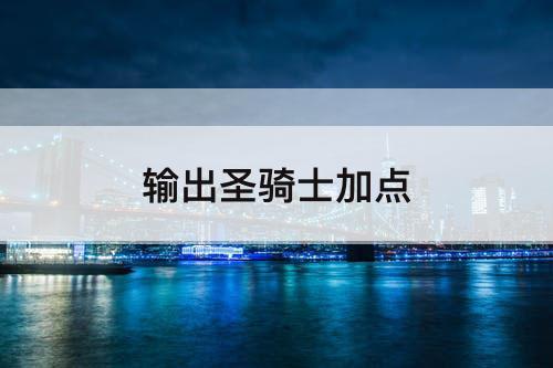 输出圣骑士加点