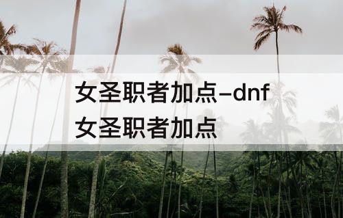 女圣职者加点-dnf女圣职者加点