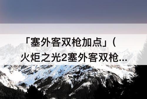 「塞外客双枪加点」(火炬之光2塞外客双枪加点)