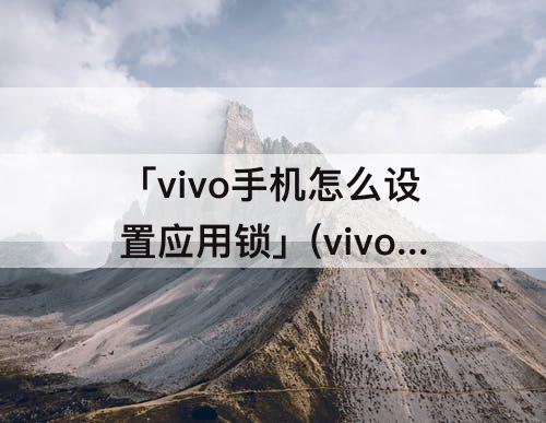 「vivo手机怎么设置应用锁」(vivo手机怎么设置应用锁时间)