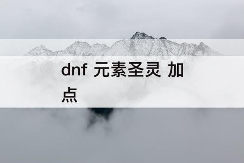 dnf 元素圣灵 加点