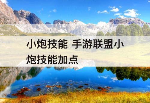 小炮技能 手游联盟小炮技能加点