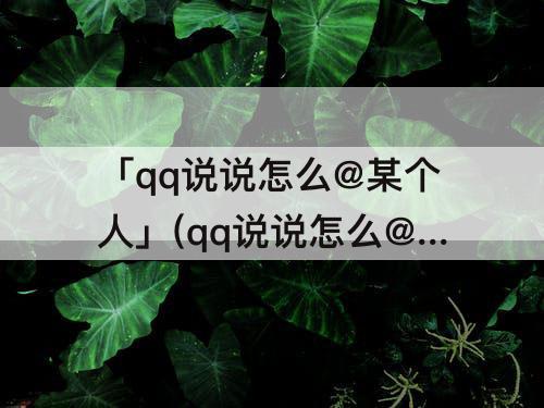「qq说说怎么@某个人」(qq说说怎么@某个人变蓝)