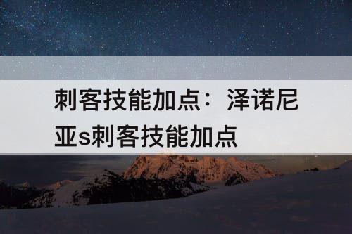 刺客技能加点：泽诺尼亚s刺客技能加点