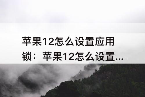 苹果12怎么设置应用锁：苹果12怎么设置应用锁指纹