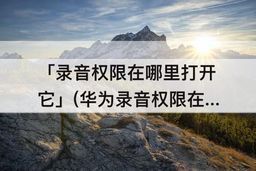 「录音权限在哪里打开它」(华为录音权限在哪里打开它)