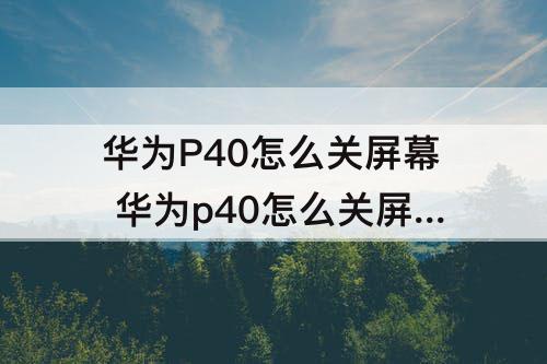 华为P40怎么关屏幕 华为p40怎么关屏幕旋转