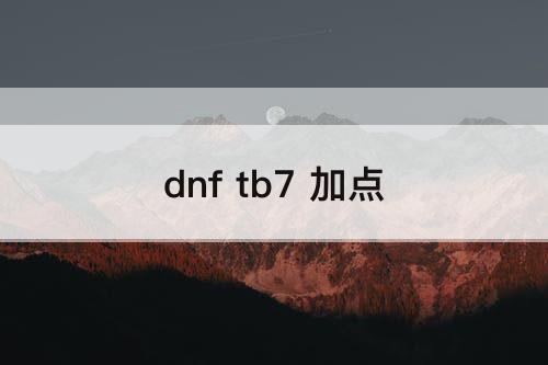 dnf tb7 加点