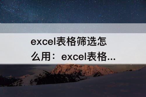 excel表格筛选怎么用：excel表格筛选怎么用1