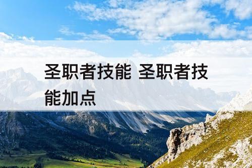 圣职者技能 圣职者技能加点