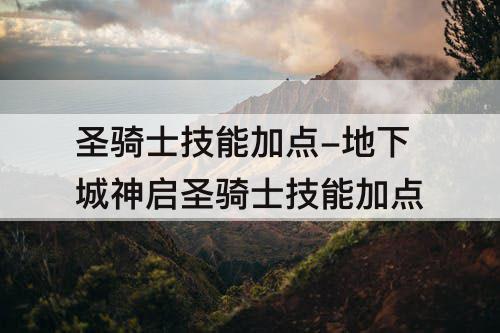 圣骑士技能加点-地下城神启圣骑士技能加点