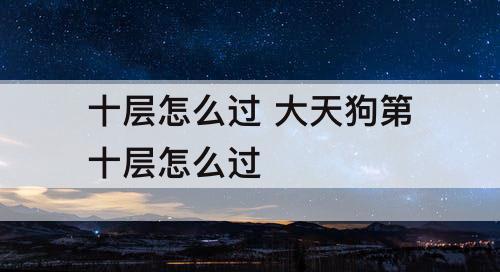 十层怎么过 大天狗第十层怎么过