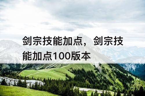 剑宗技能加点，剑宗技能加点100版本