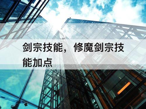 剑宗技能，修魔剑宗技能加点
