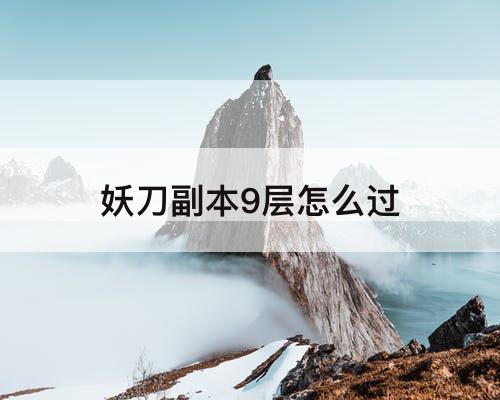 妖刀副本9层怎么过