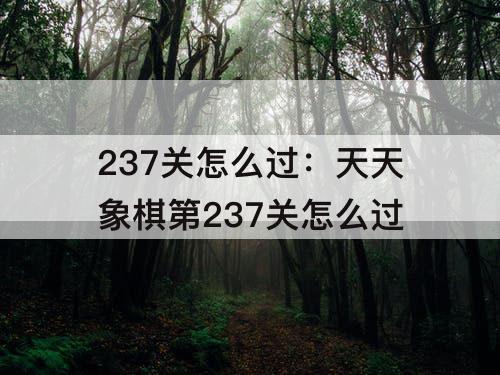237关怎么过：天天象棋第237关怎么过