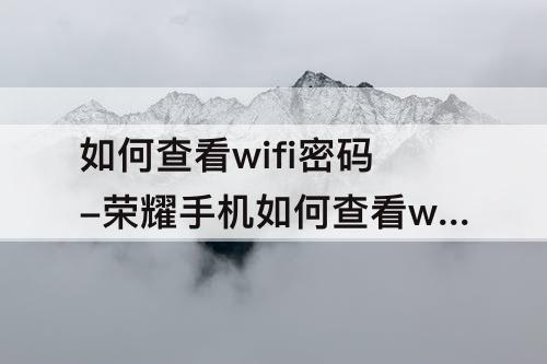 如何查看wifi密码-荣耀手机如何查看wifi密码是多少