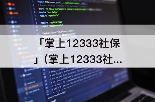 「掌上12333社保」(掌上12333社保怎么查询余额)