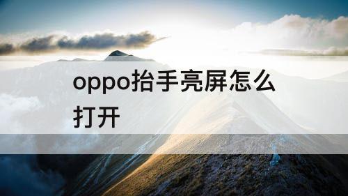 oppo抬手亮屏怎么打开