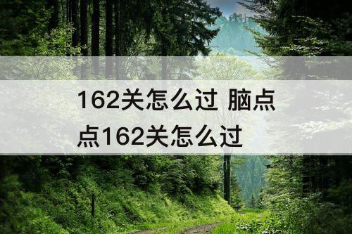 162关怎么过 脑点点162关怎么过