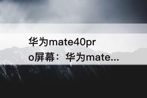 华为mate40pro屏幕：华为mate40pro屏幕刷新率怎么调节