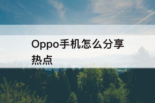 Oppo手机怎么分享热点