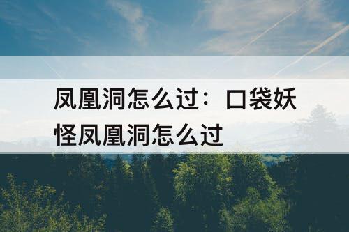 凤凰洞怎么过：口袋妖怪凤凰洞怎么过