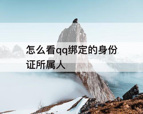 怎么看qq绑定的身份证所属人