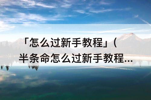 「怎么过新手教程」(半条命怎么过新手教程)