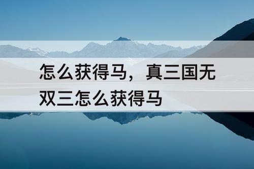 怎么获得马，真三国无双三怎么获得马