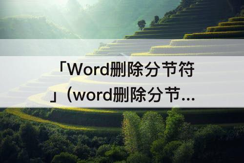 「Word删除分节符」(word删除分节符后格式变了怎么办)