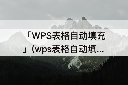 「WPS表格自动填充」(wps表格自动填充公式)