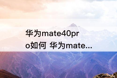 华为mate40pro如何 华为mate40pro如何截长屏手机屏幕